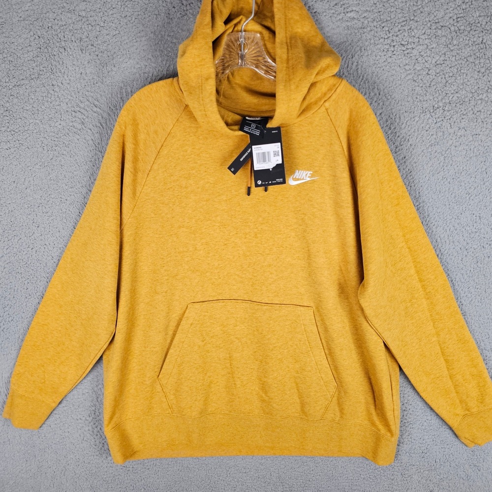Nike Hoodie Womens 1X Yellow Sportswear Essential CJ0409-712 Pullover Fleece
